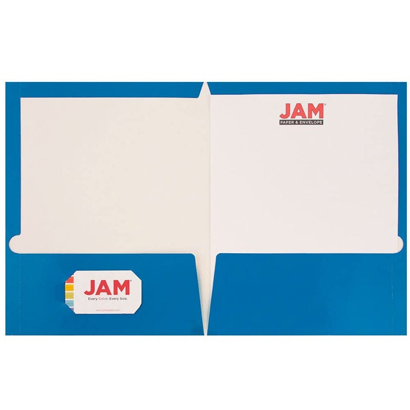 JAM PAPER Laminated Two Pocket Glossy School Folders - Letter Size - High Gloss Blue - Bulk 50/Box - Image 2